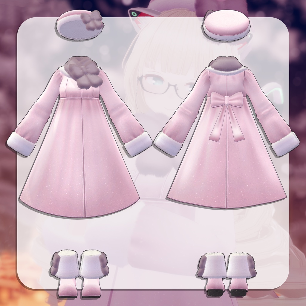 【ますきゃぷらす・まめふれんず対応】もこもこコートセット