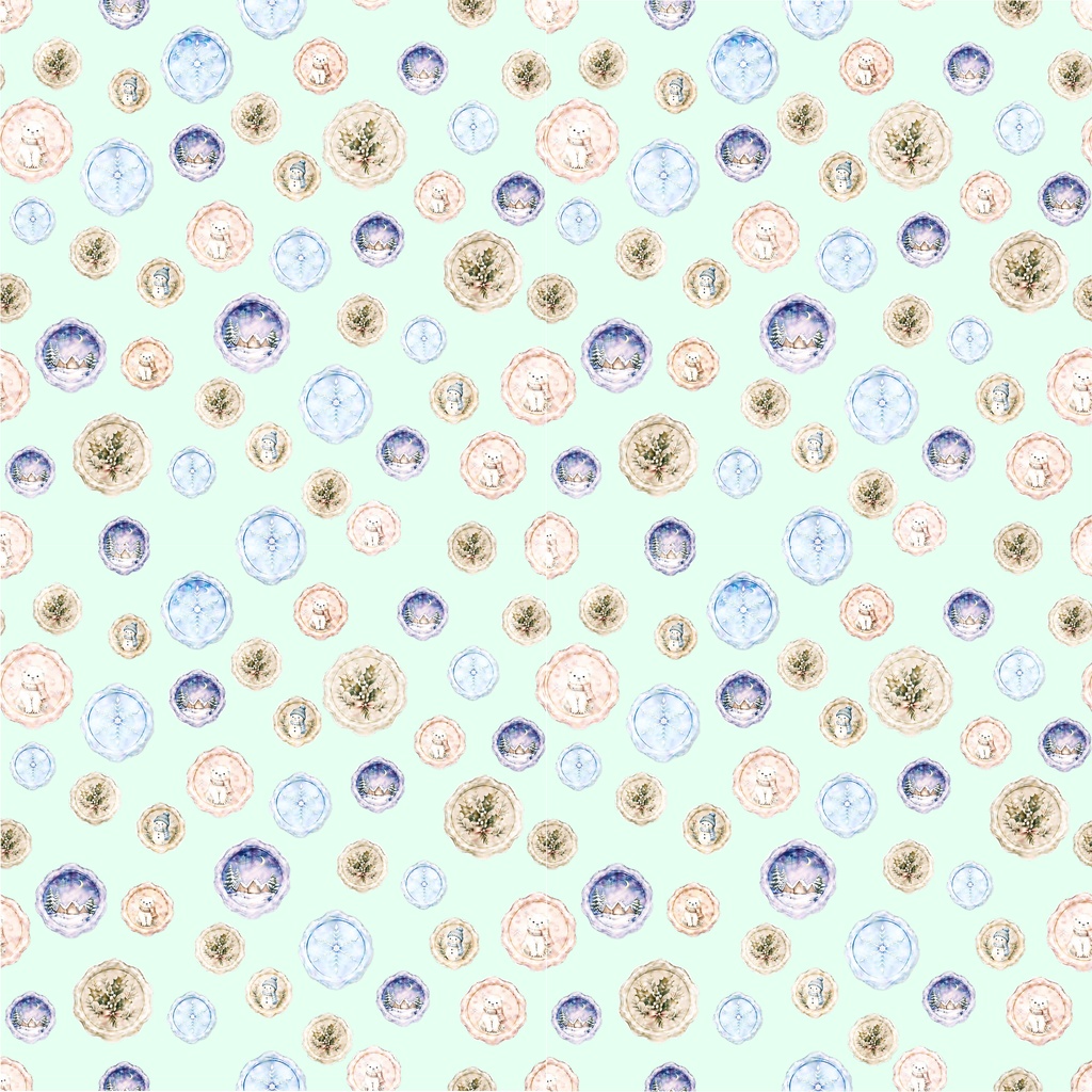シーリングスタンプ 水彩画風 クリスマス SEAMLESS PATTERN