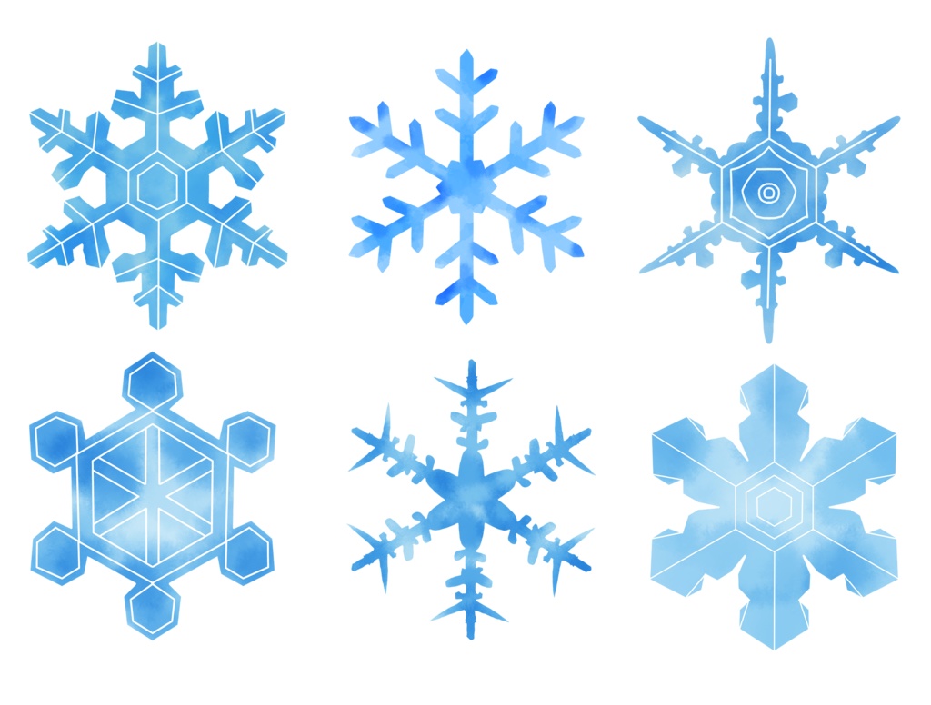 水彩風 雪の結晶のイラスト素材
