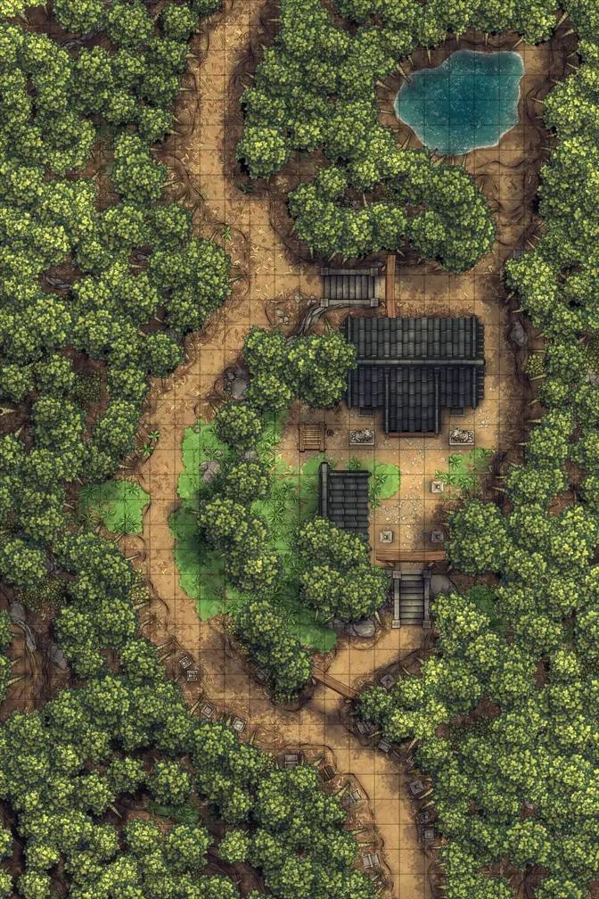 竹林神社 - TRPG/D&D バトルマップ素材