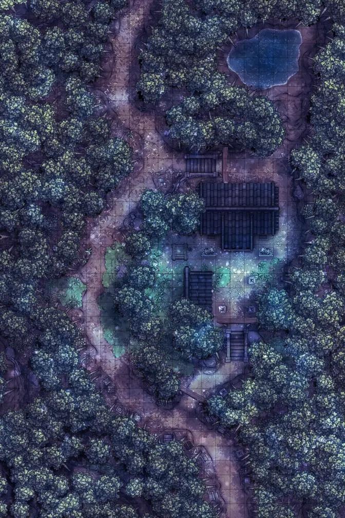 竹林神社 - TRPG/D&D バトルマップ素材