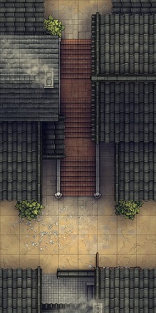 モジュラー日本風路地・街路タイルセット - TRPG/D&D バトルマップ素材