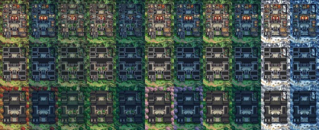 中華風豪邸タイルセット - TRPG/D&D バトルマップ素材