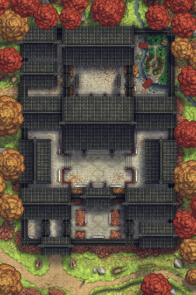 中華風豪邸タイルセット - TRPG/D&D バトルマップ素材