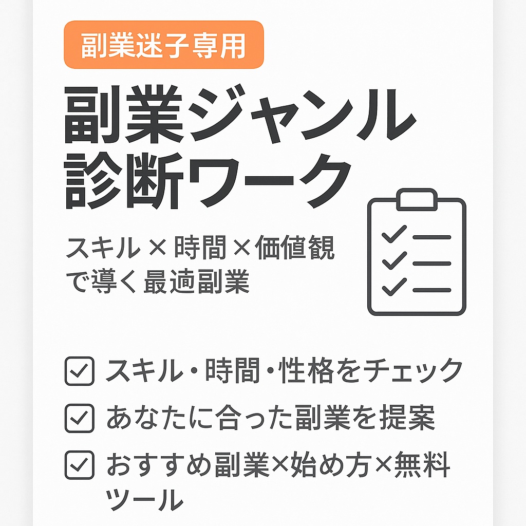 副業迷子専用】5分でわかる！あなたに合った副業ジャンル診断ワーク（PDF）