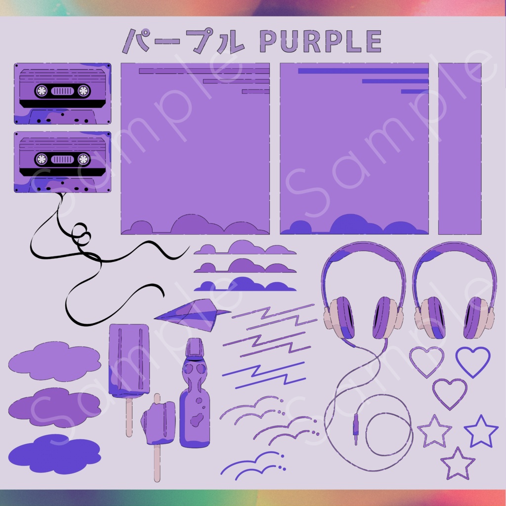 レトロポップ風素材セット_01