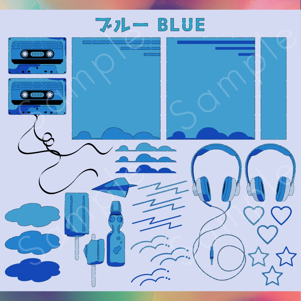 レトロポップ風素材セット_01