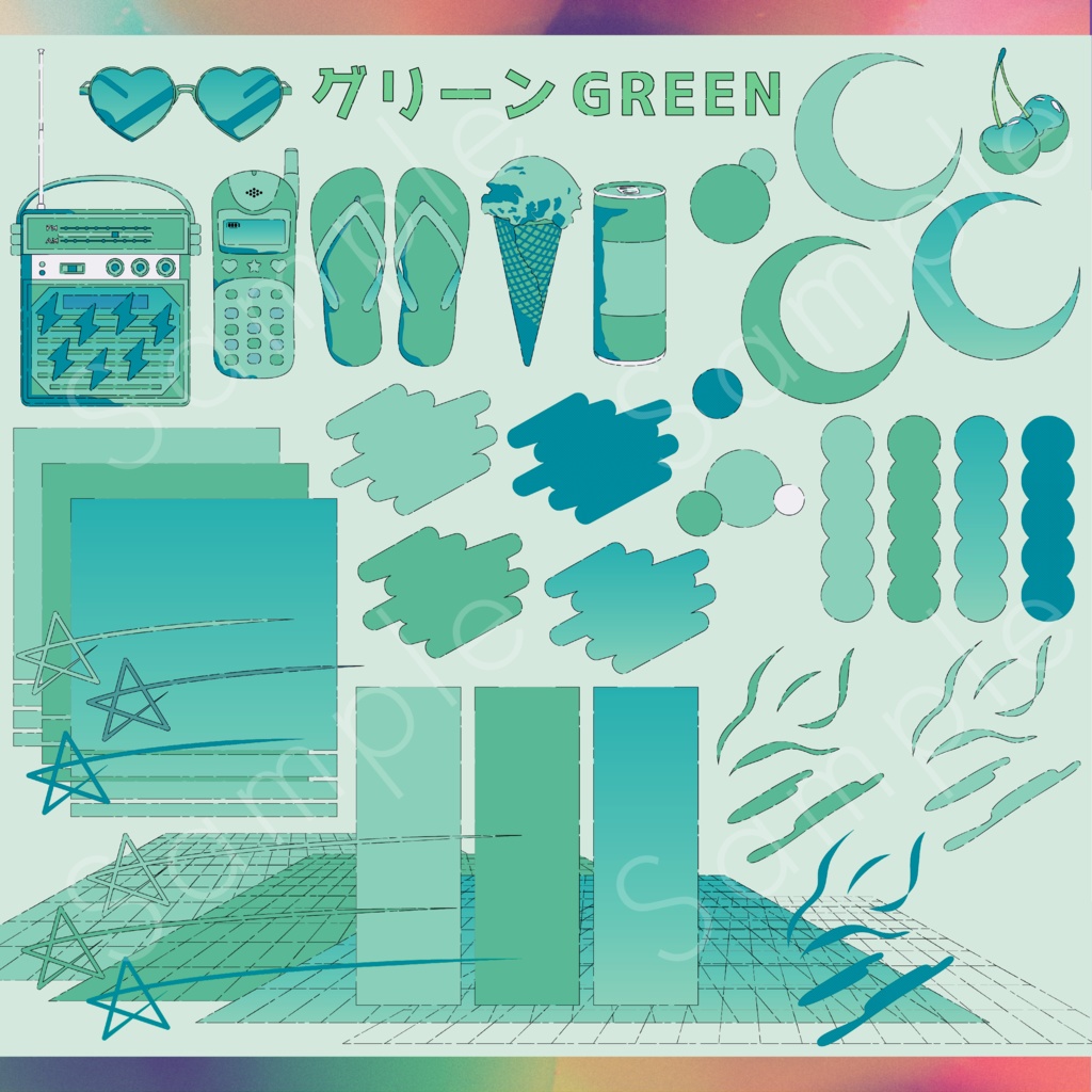 レトロポップ風素材セット_02