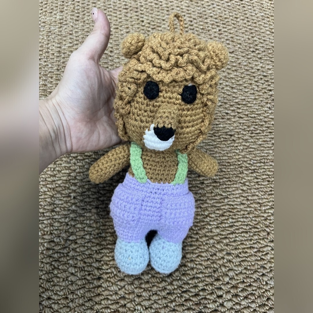 【受注生産】もこもこヘアのくま|手編みの編みぐるみ(約23〜35cm)
