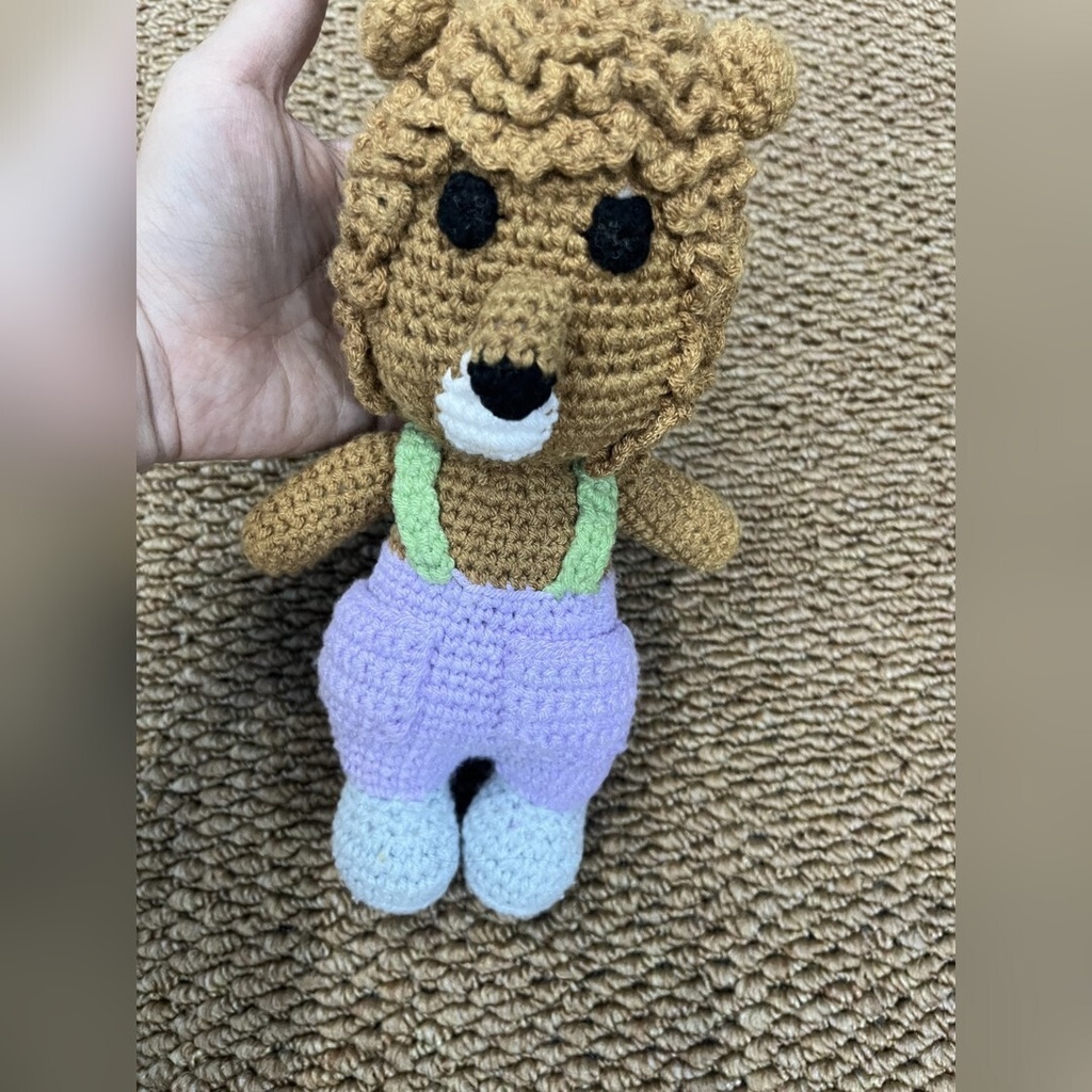 【受注生産】もこもこヘアのくま|手編みの編みぐるみ(約23〜35cm)