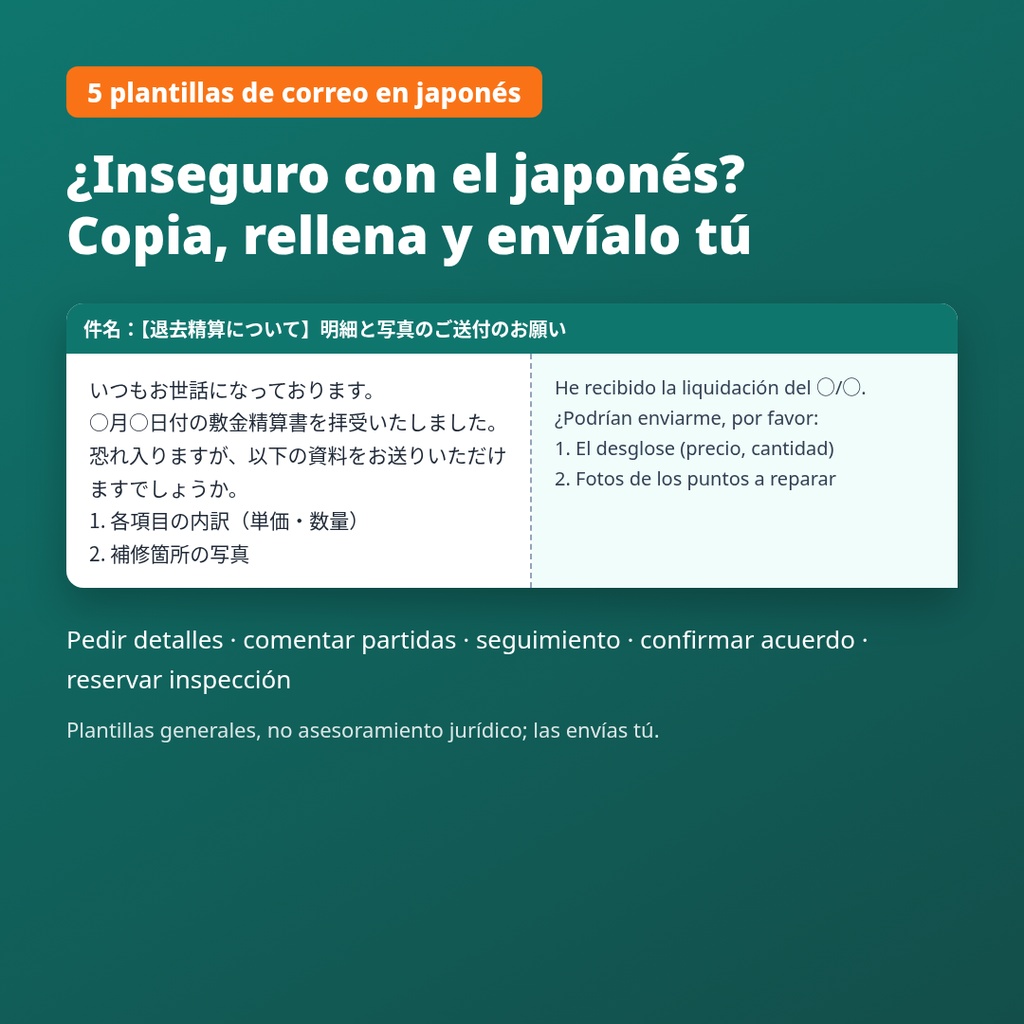 Autorrevisión del depósito en Japón – entiende tu liquidación (shikikin seisansho), calculadora Excel + plantillas de correo en japonés