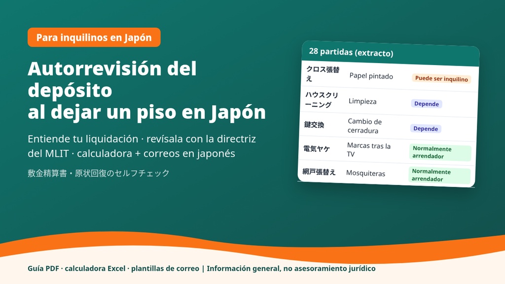 Autorrevisión del depósito en Japón – entiende tu liquidación (shikikin seisansho), calculadora Excel + plantillas de correo en japonés