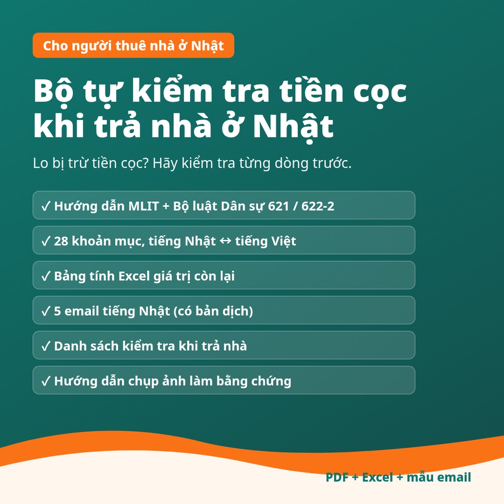 Bộ tự kiểm tra tiền cọc khi trả nhà ở Nhật – hiểu bảng quyết toán (shikikin seisansho), bảng tính Excel + mẫu email tiếng Nhật