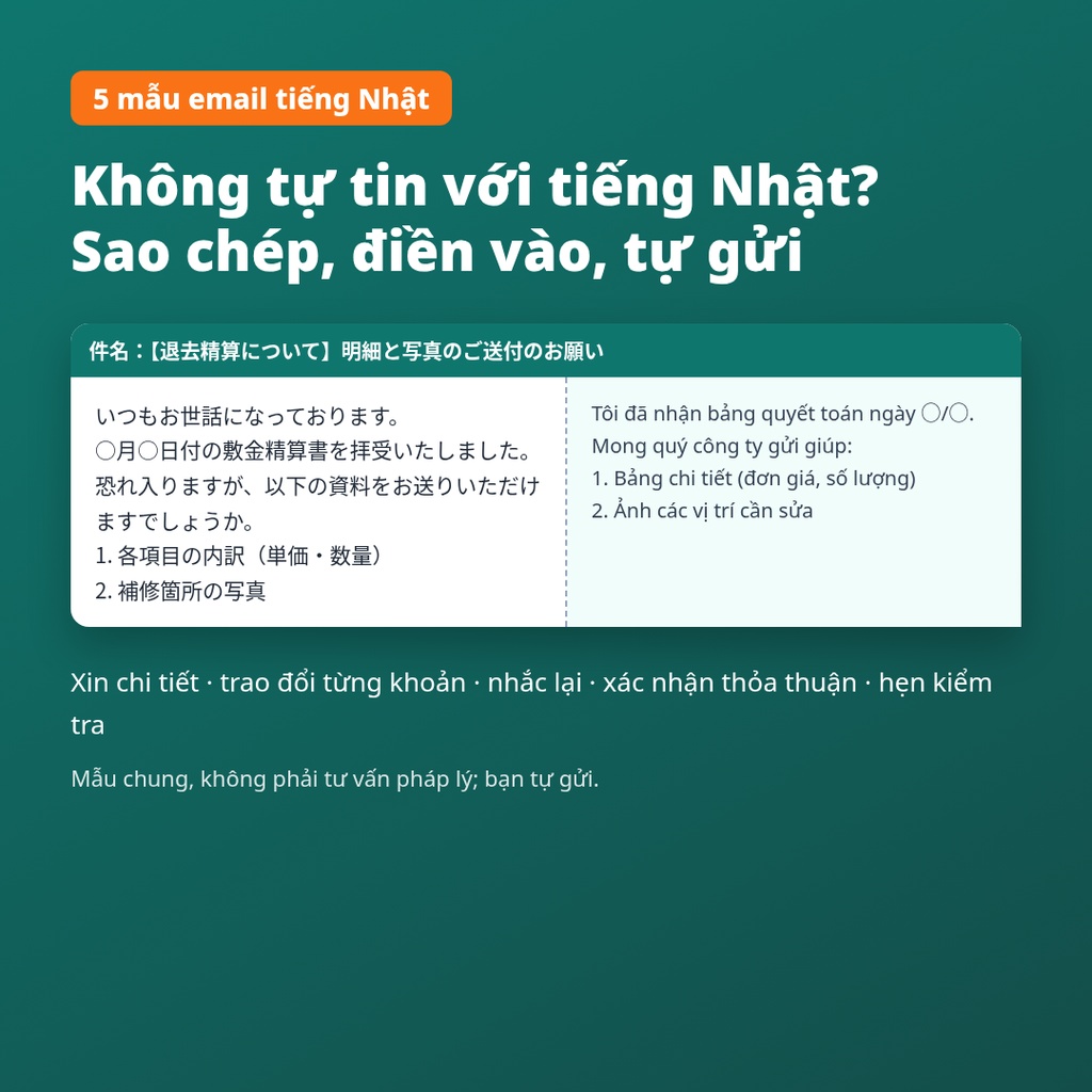 Bộ tự kiểm tra tiền cọc khi trả nhà ở Nhật – hiểu bảng quyết toán (shikikin seisansho), bảng tính Excel + mẫu email tiếng Nhật