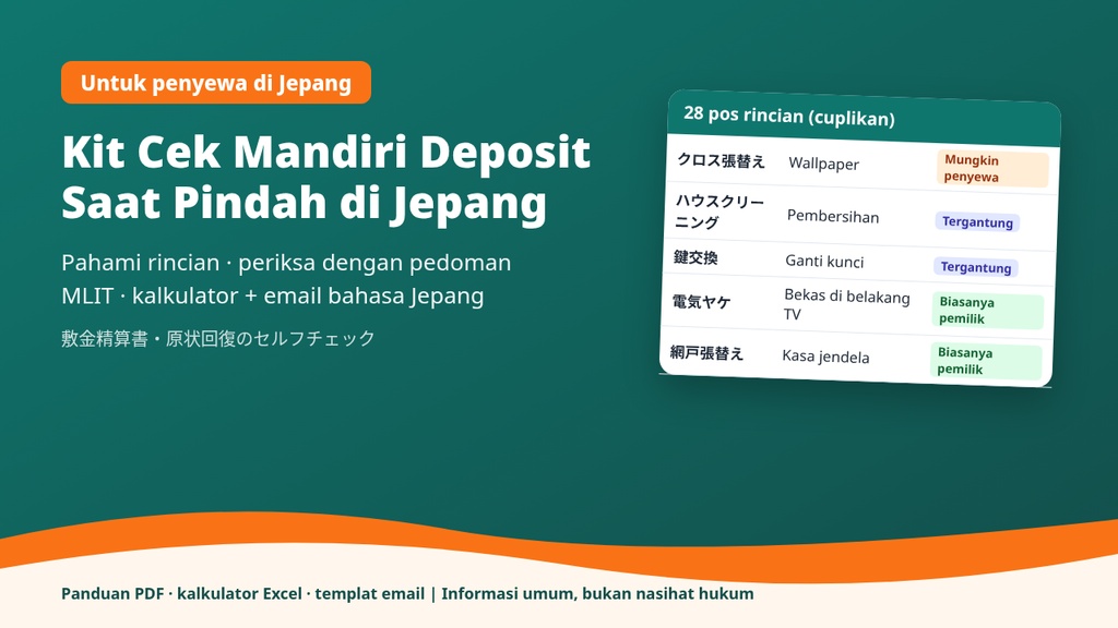 Kit Cek Mandiri Deposit Jepang – pahami rincian (shikikin seisansho), kalkulator Excel + templat email bahasa Jepang