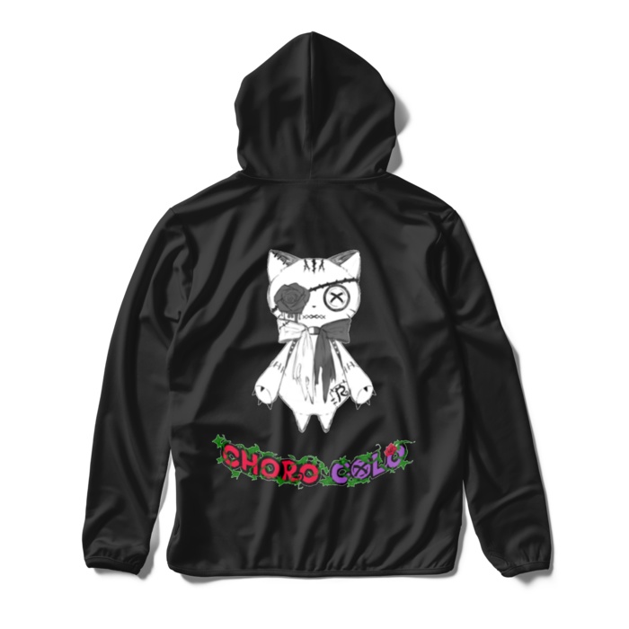 リンクル ドライジップパーカー（背面プリント・白猫ver.）