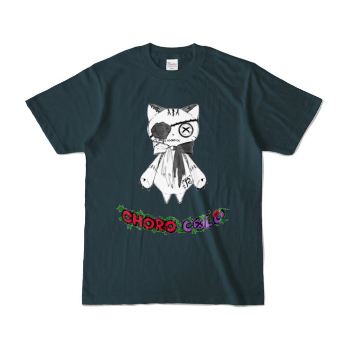 リンクル カラーTシャツ(ロゴ有・白猫ver.)