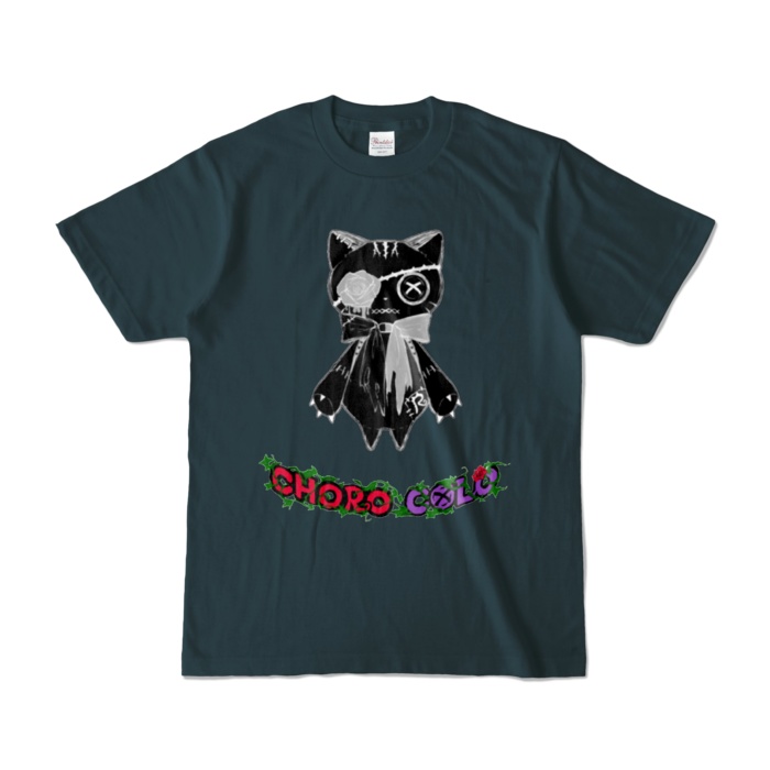 リンクル カラーTシャツ(ロゴ有・黒猫ver.)