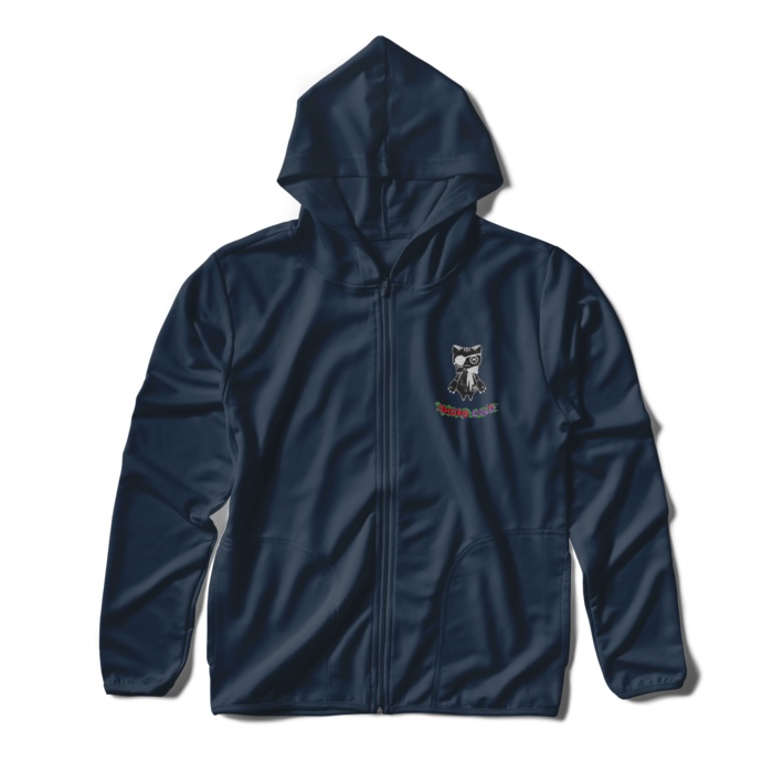 リンクル ドライジップパーカー(左胸プリント・黒猫ver.)