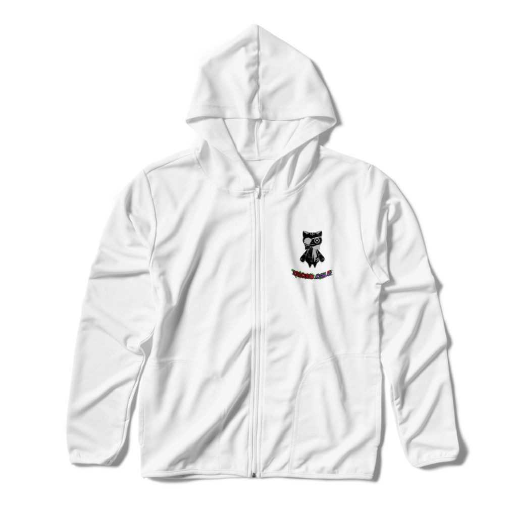 リンクル ドライジップパーカー(左胸プリント・黒猫ver.)