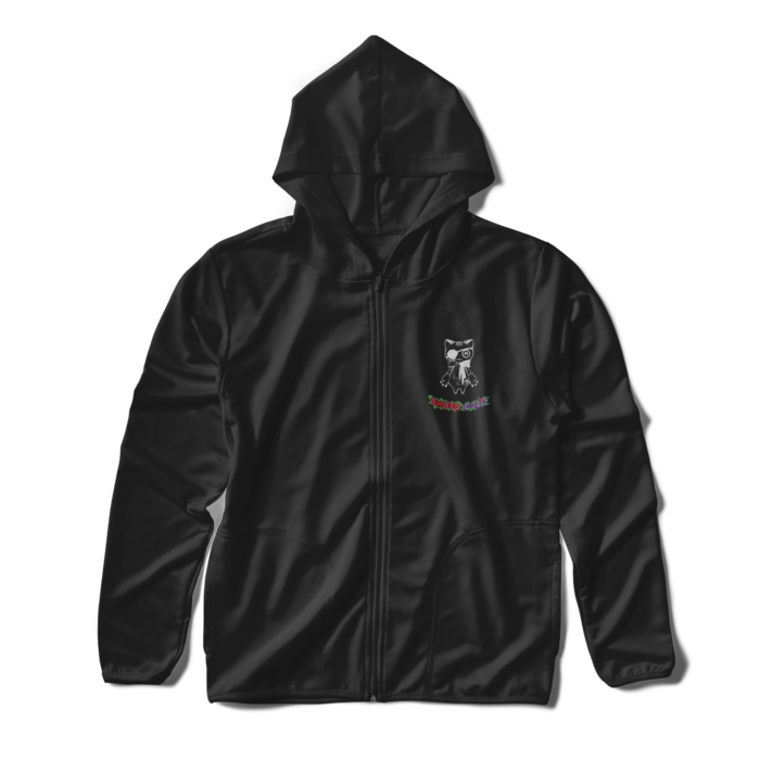 リンクル ドライジップパーカー(左胸プリント・黒猫ver.)