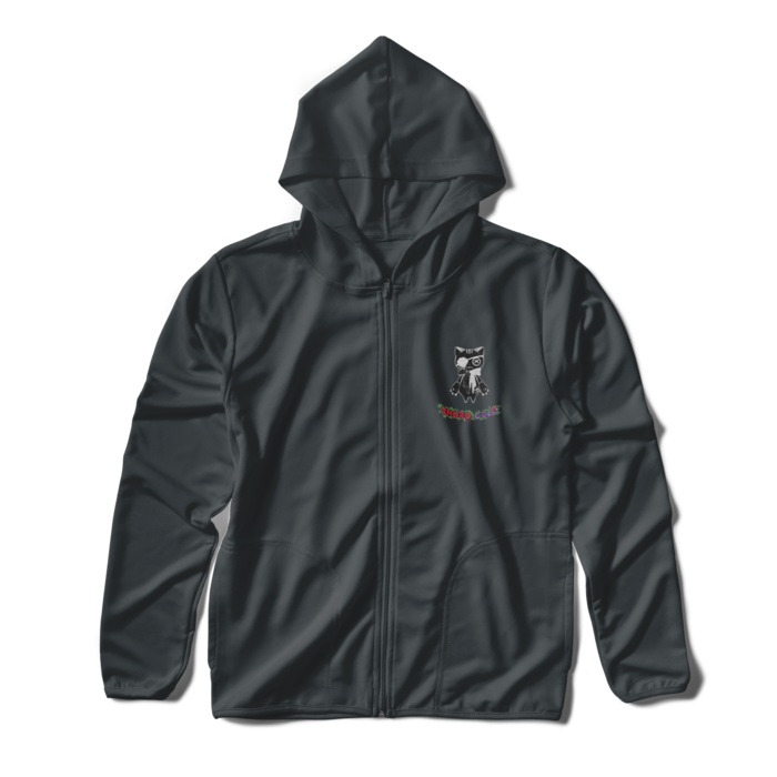 リンクル ドライジップパーカー(左胸プリント・黒猫ver.)