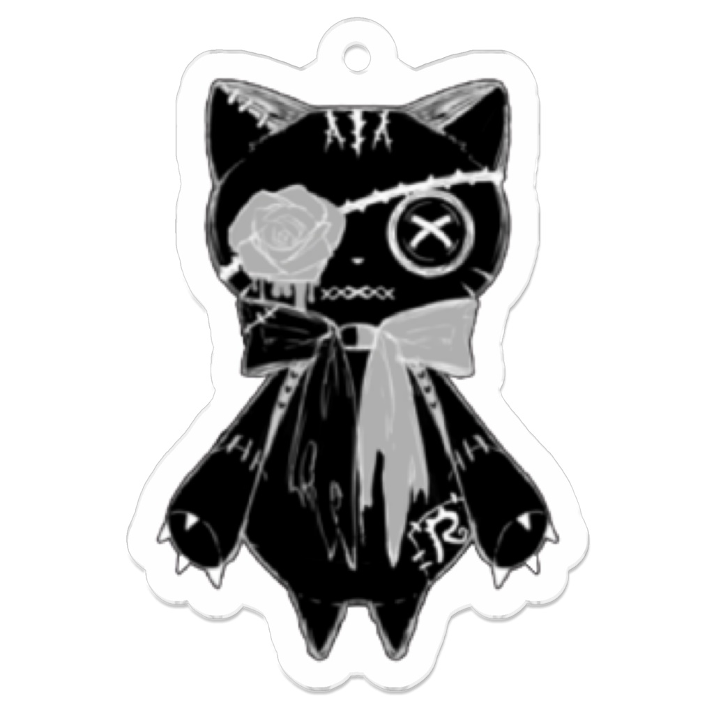 アクリルキーホルダー(リンクル 白・黒) - 50 x 50 (mm)