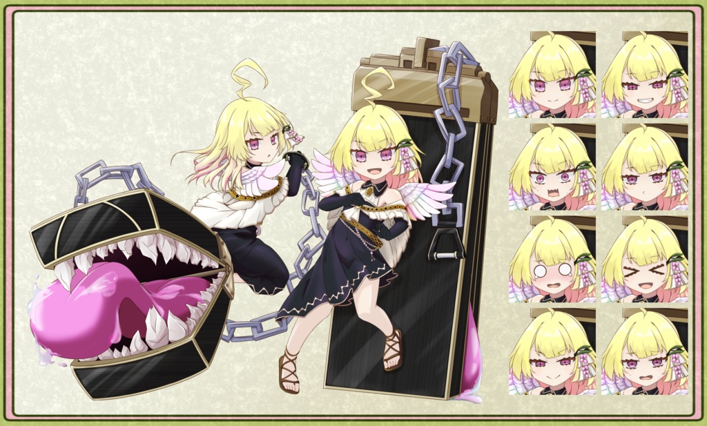 ミミックを連れた天使系の女の子