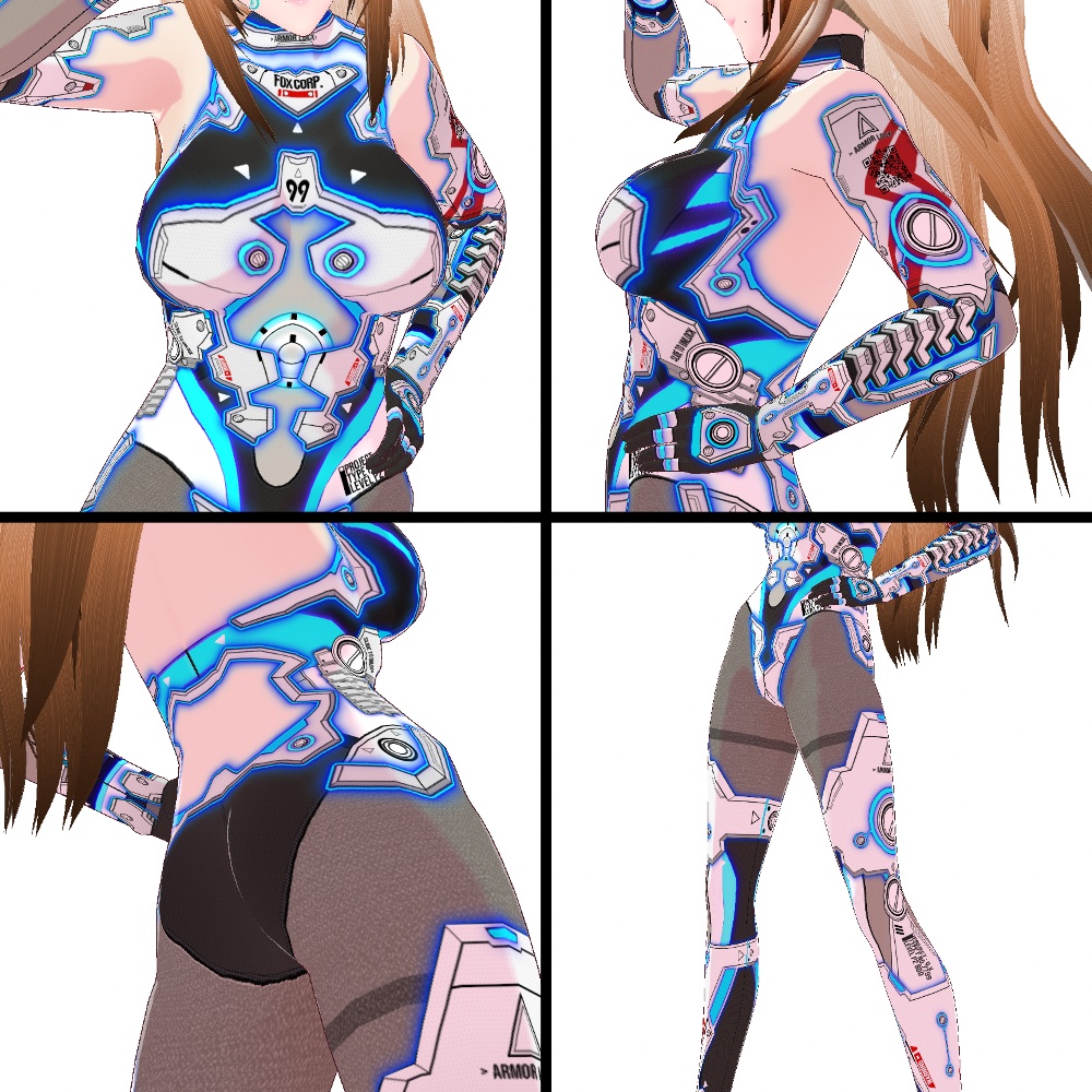 【旧作無料!】VRoid用 4色展開 サイバーアーマー "Primal Fox" - Cyber Armor "Primal Fox"
