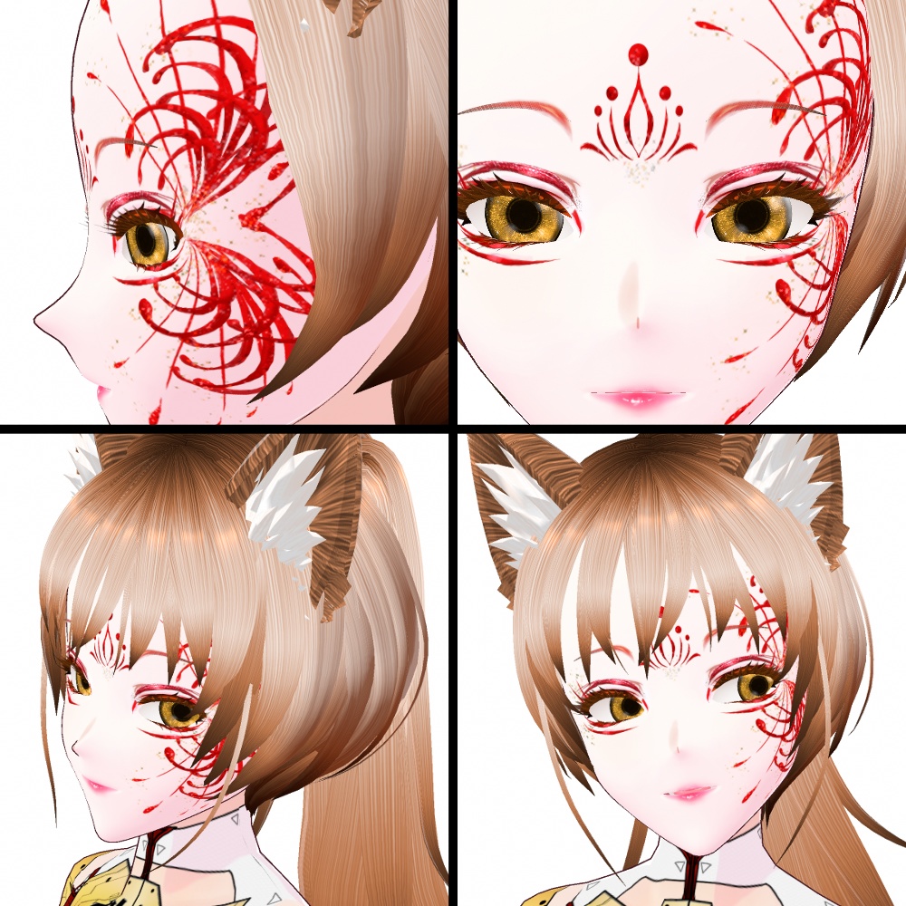 VRoid用 狐の嫁入り彼岸花メイクセット - Red Spider Lily Face Paint Set