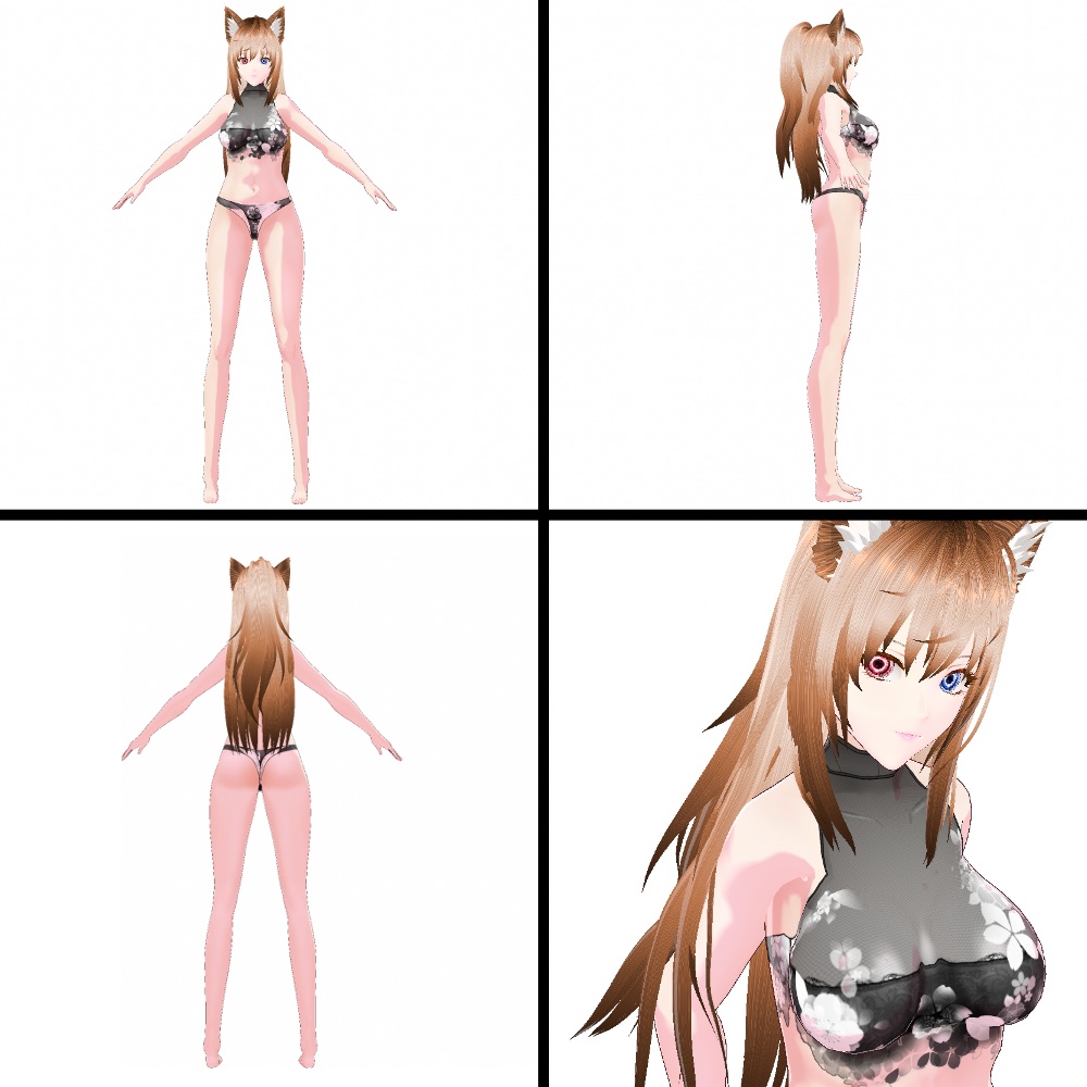 VRoid用 和柄桜レースランジェリー 4色*2色*2パターン - "Sakura" Lingerie