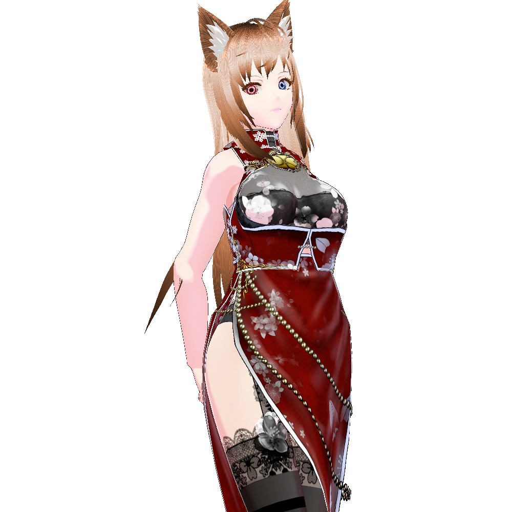 VRoid用 5色展開 和柄桜チャイナドレス - "Sakura" Cheongsam