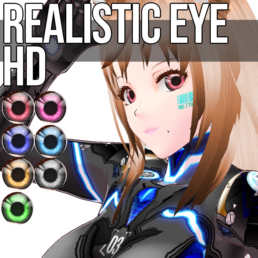 VRoid/VRC 色調変更可能 リアリスティック アイ HD 瞳テクスチャ - Realistic Eye HD