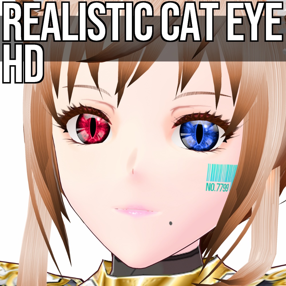 VRoid/VRC 色調変更可能 リアリスティック キャッツアイ 猫目 HD 瞳テクスチャ - Realistic Cat Eye HD