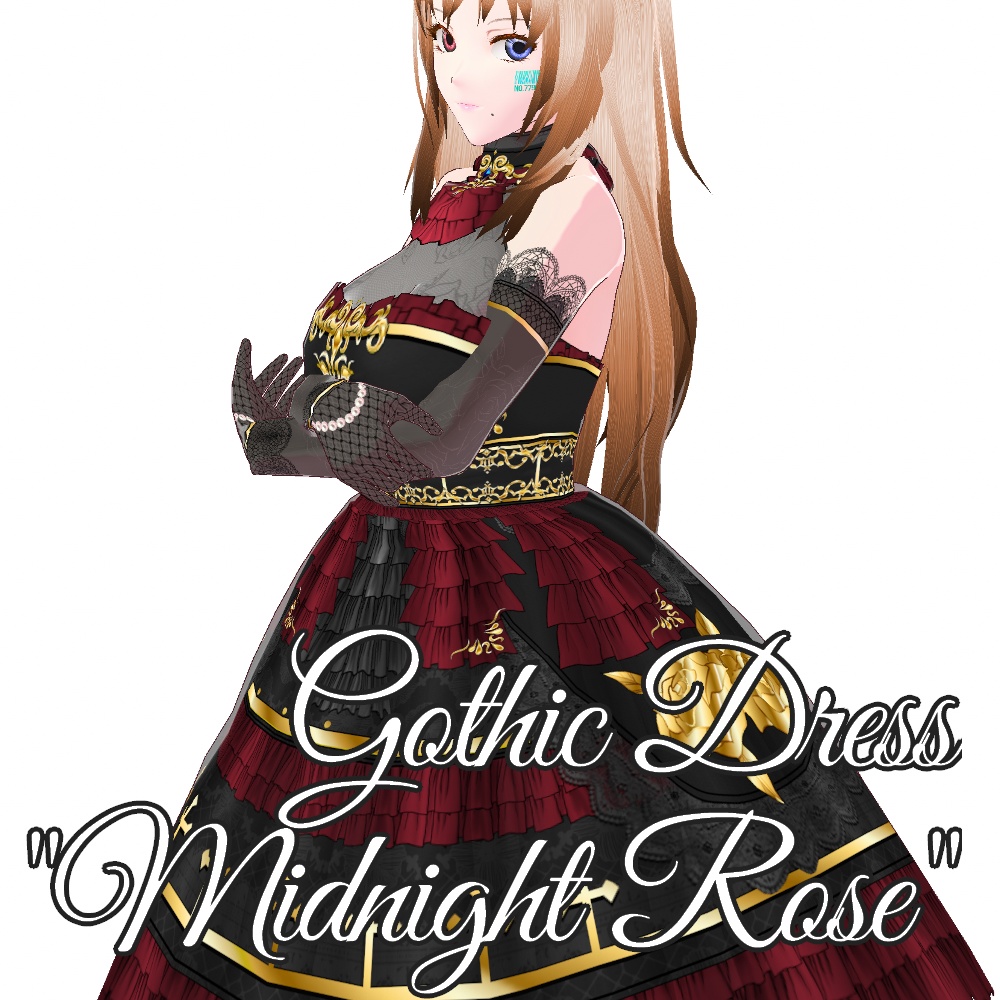 VRoid用 4色展開 ゴシックドレス 夜薔薇 - Gothic Dress "Midnight Rose"
