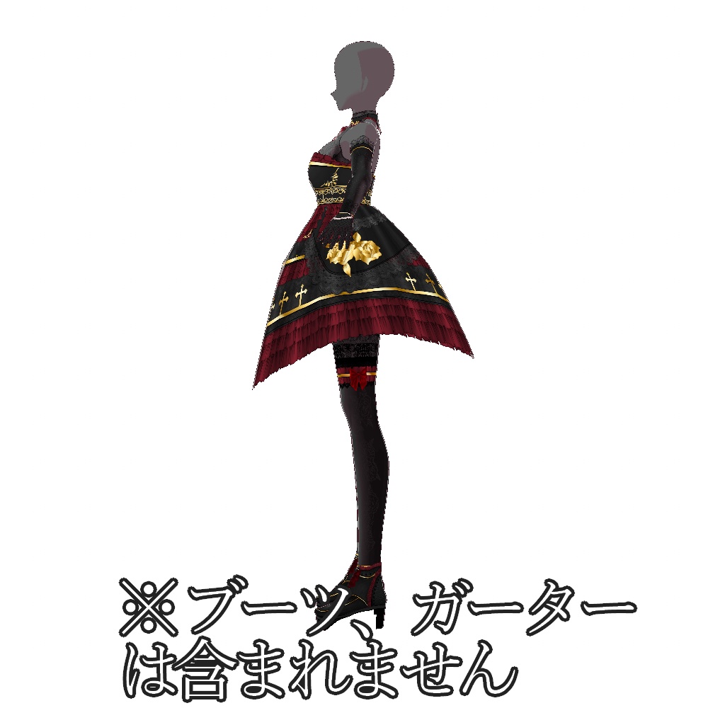 VRoid用 4色展開 ゴシックドレス 夜薔薇 - Gothic Dress "Midnight Rose"
