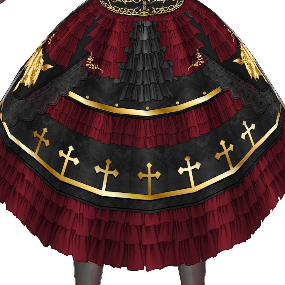 VRoid用 4色展開 ゴシックドレス 夜薔薇 - Gothic Dress "Midnight Rose"