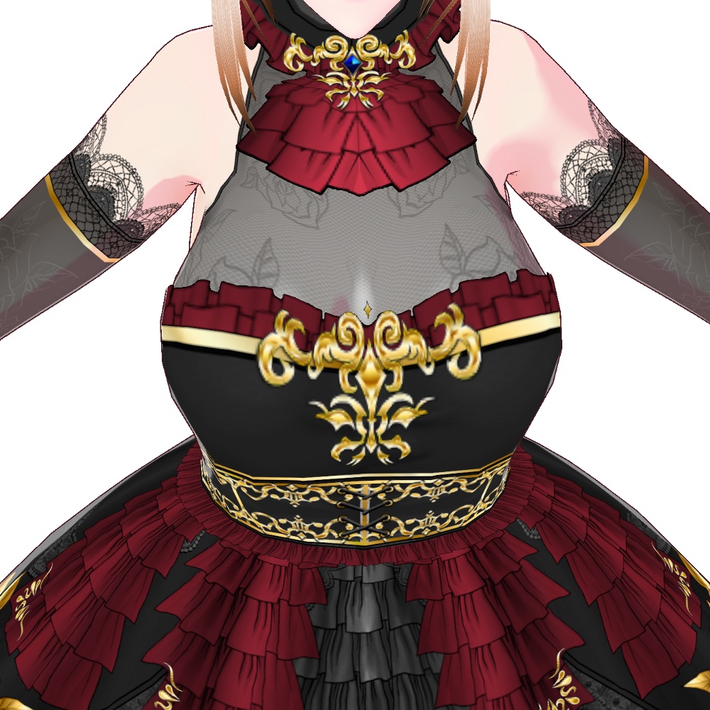 VRoid用 4色展開 ゴシックドレス 夜薔薇 - Gothic Dress "Midnight Rose"