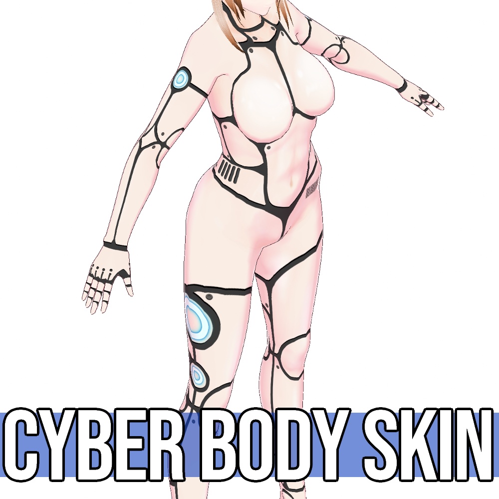 VRoid用 6色展開 アンドロイド風サイバーボディスキン 肌テクスチャ - Android Cyber Body Skin