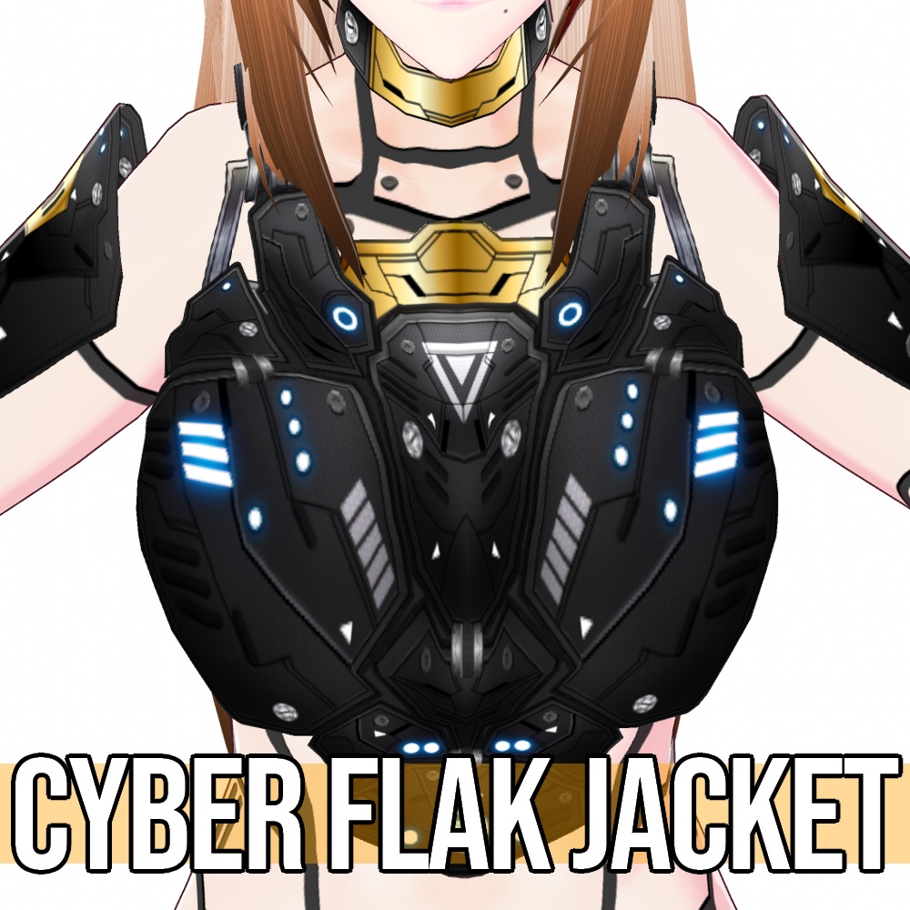 VRoid用 4色展開 サイバー 防弾ベスト - Cyber Flak Jacket