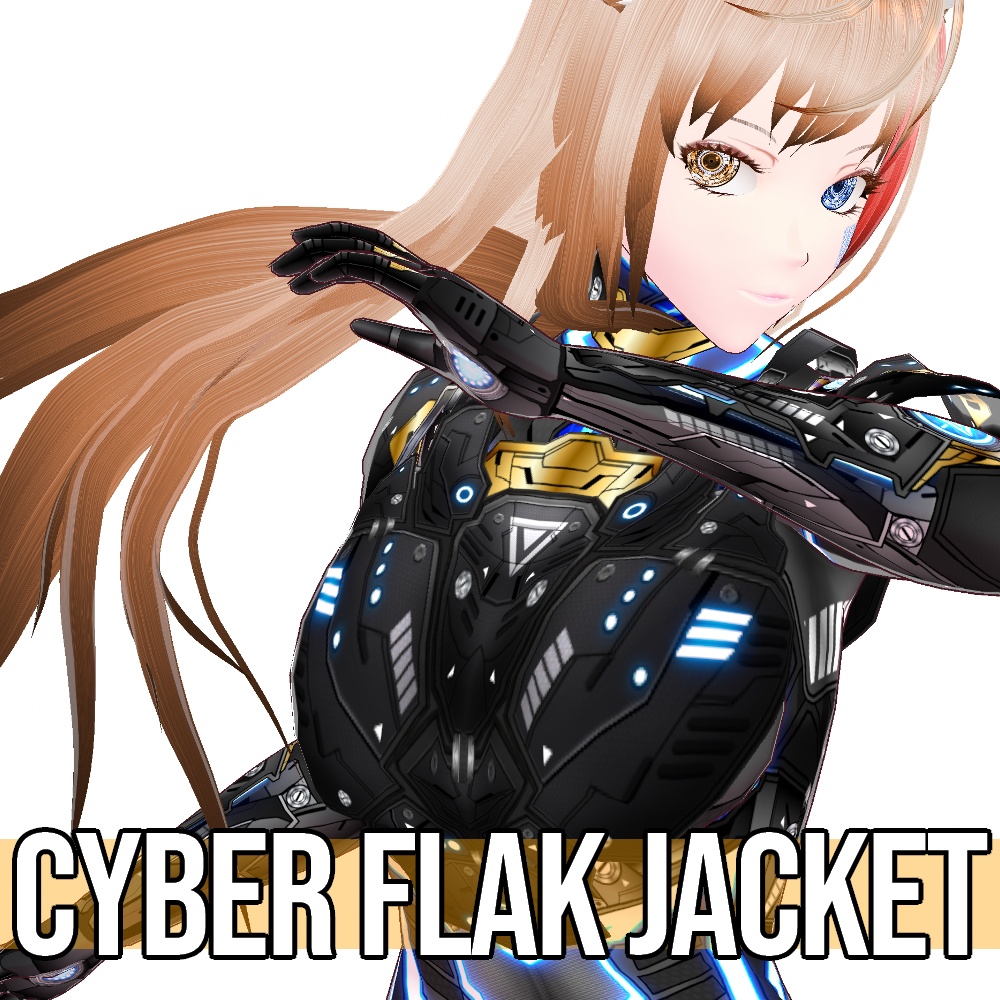 VRoid用 4色展開 サイバー 防弾ベスト - Cyber Flak Jacket