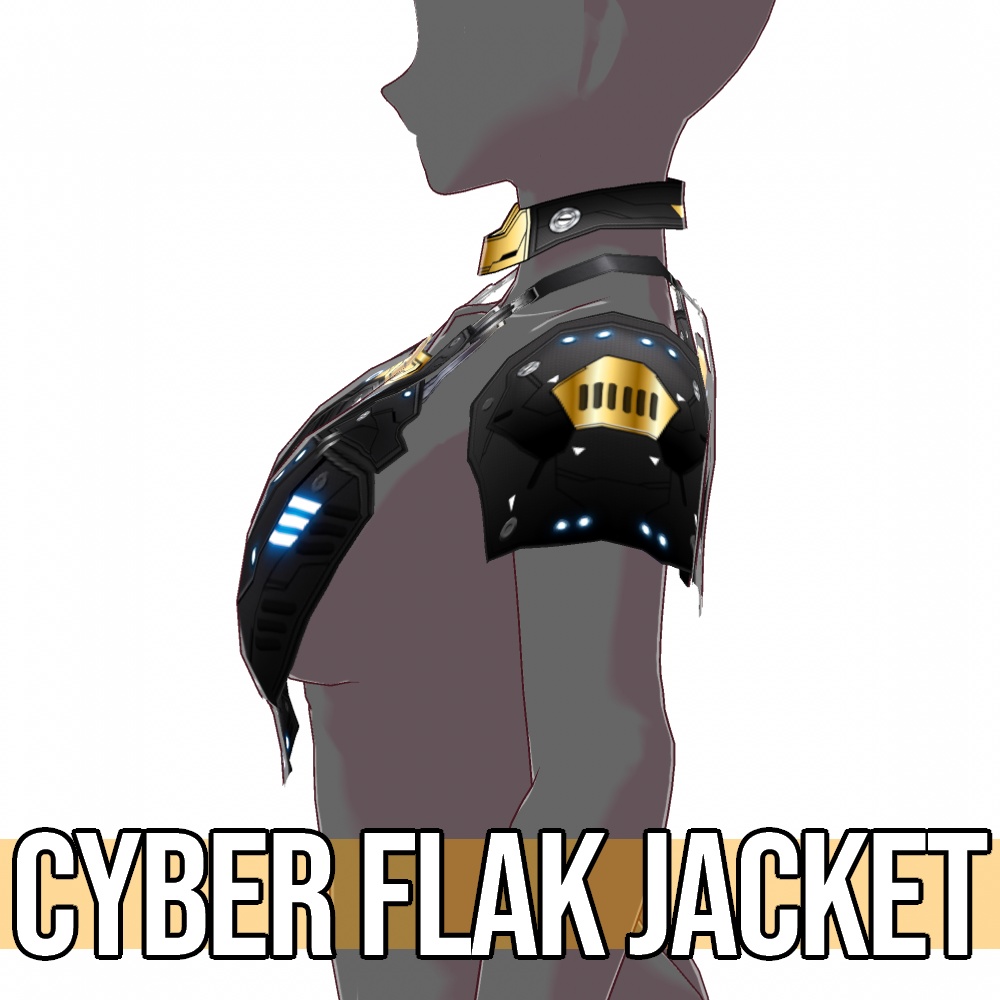 VRoid用 4色展開 サイバー 防弾ベスト - Cyber Flak Jacket