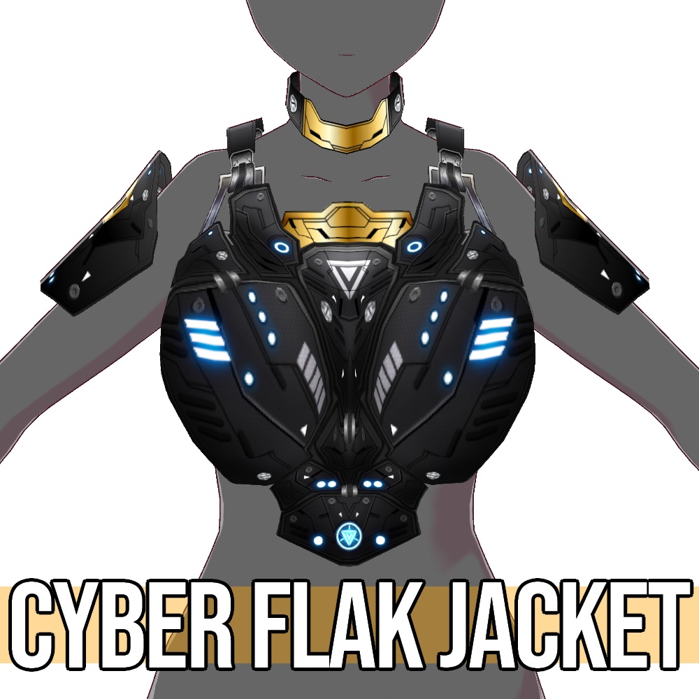 VRoid用 4色展開 サイバー 防弾ベスト - Cyber Flak Jacket