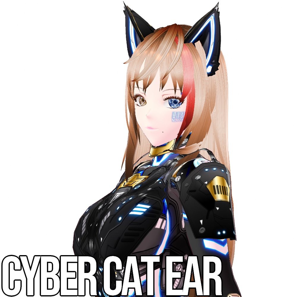 VRoid 発光5色 サイバー猫耳 - Cyber Cat Ear