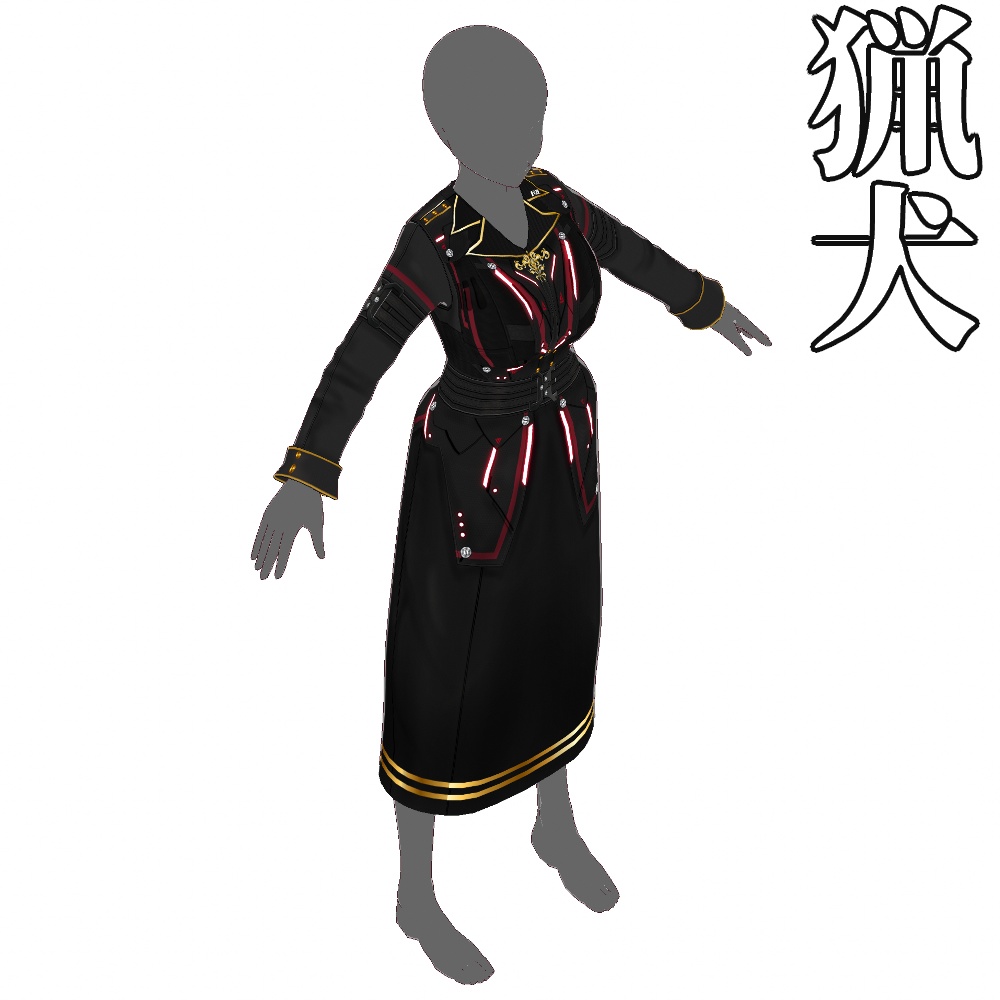 【旧作無料!】VRoid用 5色展開 サイバーミリタリーコート 猟犬 - Cyber Military Coat "Fox Hound"