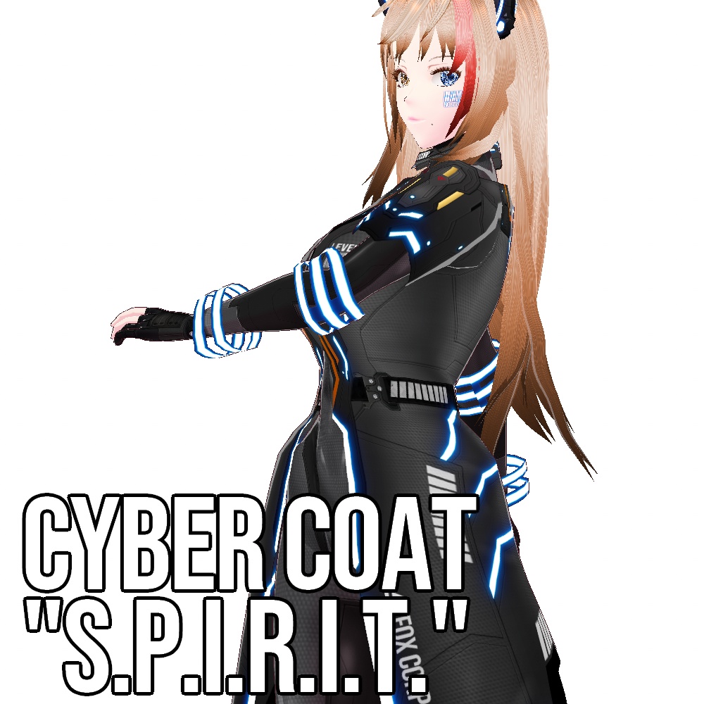 【旧作無料!】VRoid用 5色展開 サイバーコート 亡霊 - Cyber Coat "S.P.I.R.I.T."