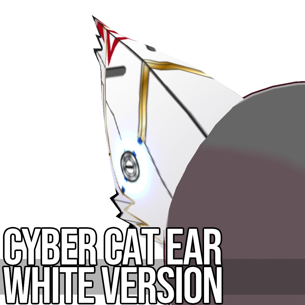 VRoid用 発光5色 サイバー猫耳 ホワイトバージョン - Cyber Cat Ear White Version