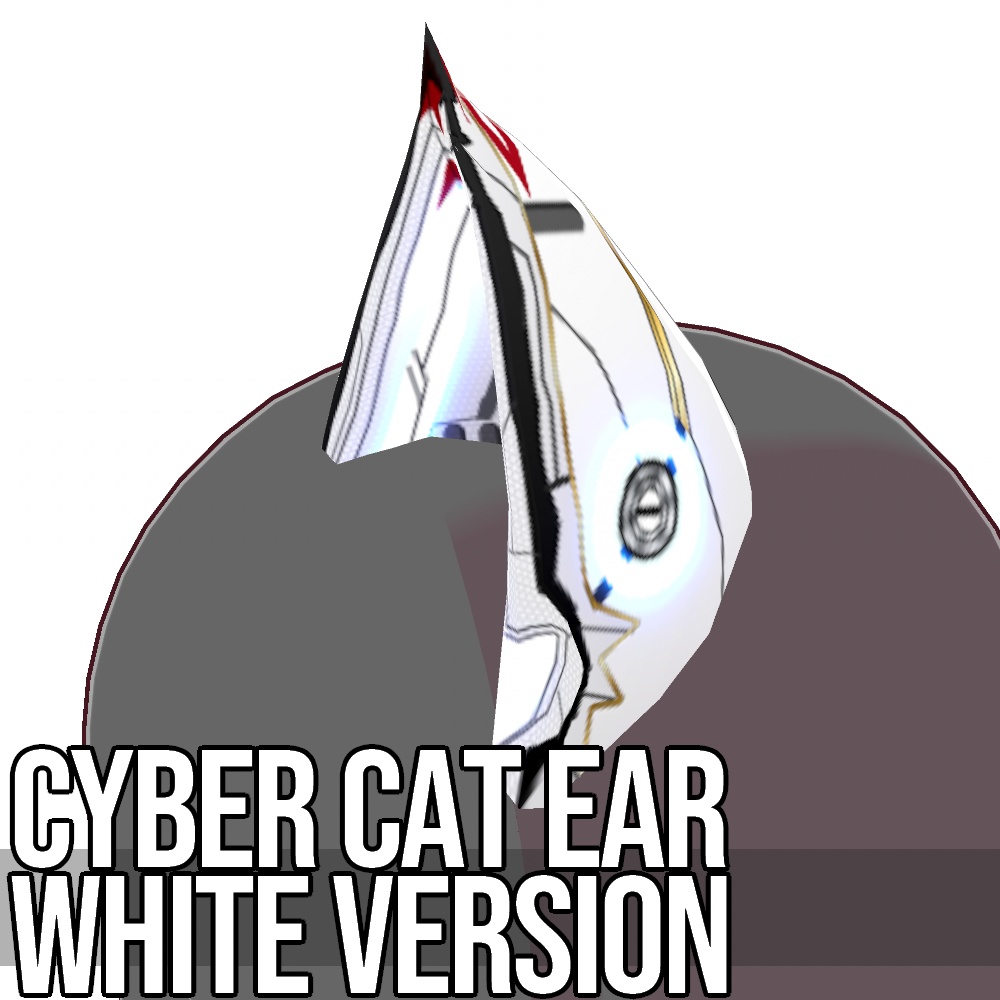VRoid用 発光5色 サイバー猫耳 ホワイトバージョン - Cyber Cat Ear White Version