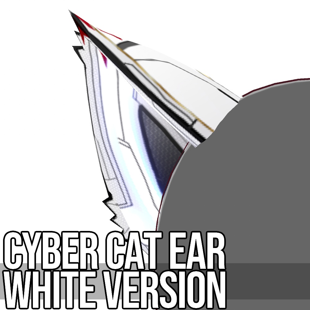 VRoid用 発光5色 サイバー猫耳 ホワイトバージョン - Cyber Cat Ear White Version