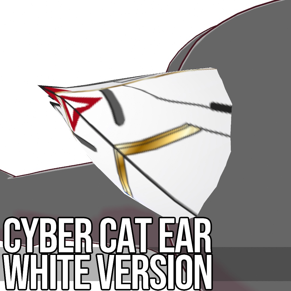 VRoid用 発光5色 サイバー猫耳 ホワイトバージョン - Cyber Cat Ear White Version